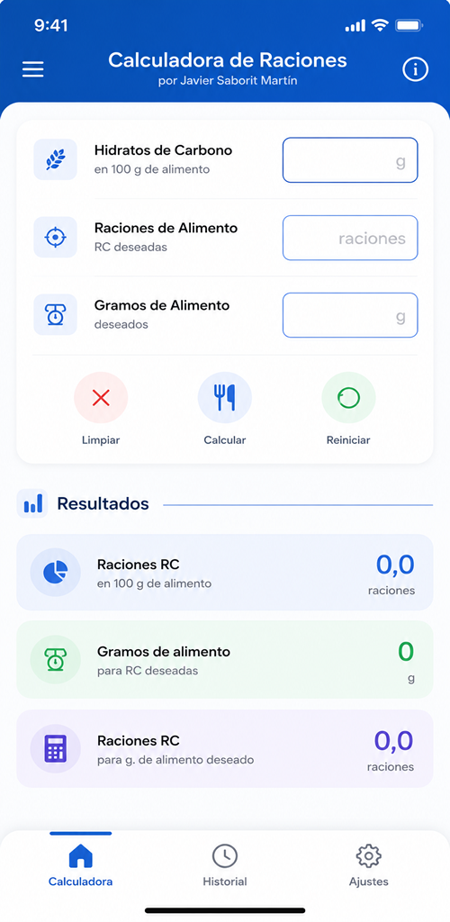 Detalle de la calculadora de raciones