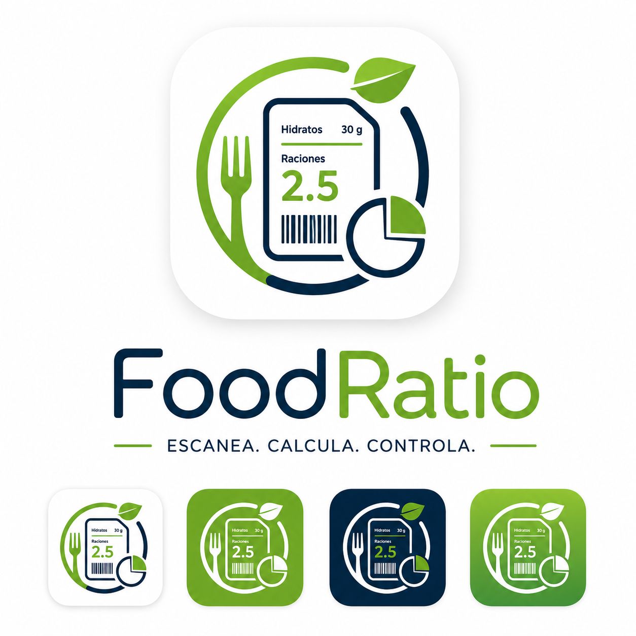 Logo de FoodRatio: escanea, calcula, controla
